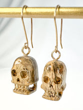 Load image into Gallery viewer, White Ebony Skull Earring
